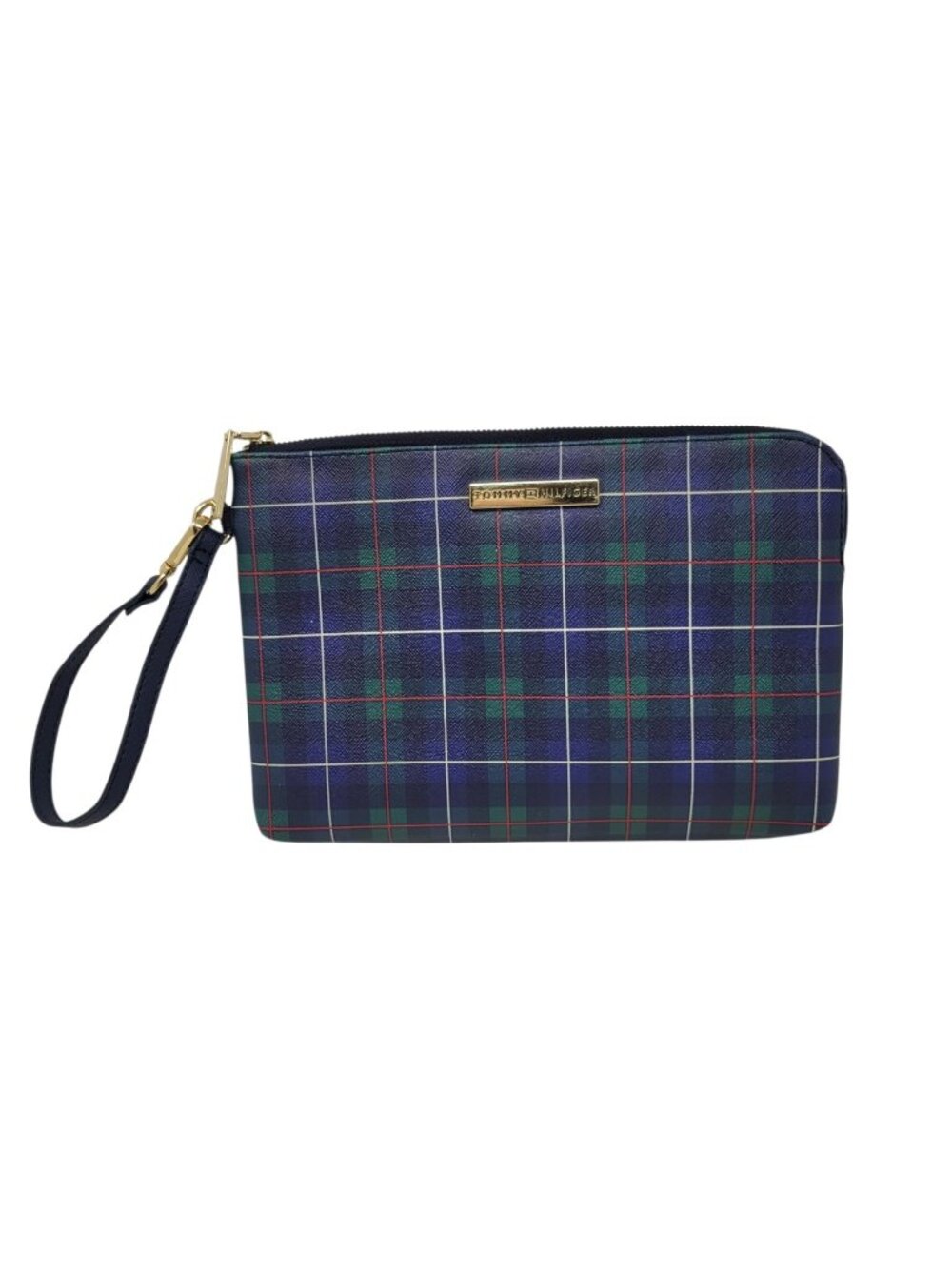 NEW Tommy Hilfiger Blackwatch Tartan Plaid Wristlet Bag Makeup Small Pouch